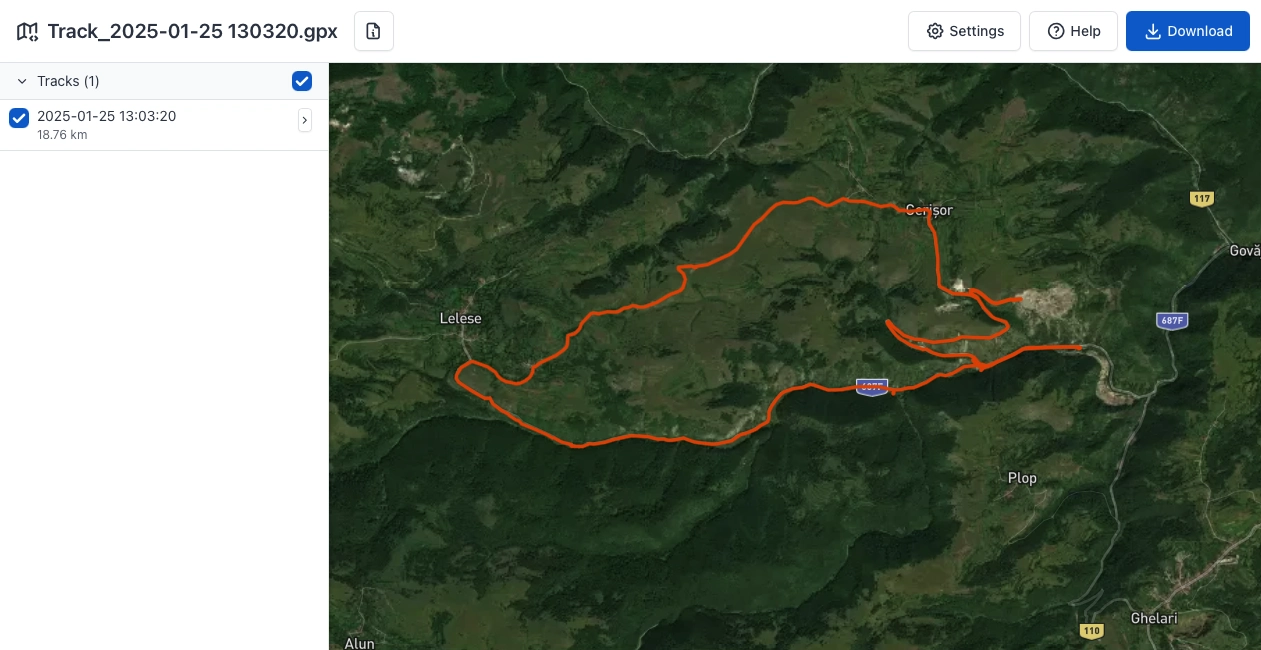 GPX.sh shared route view with interactive map